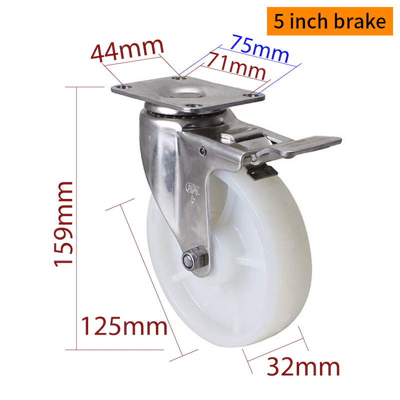 EDL 5Inch Stainless Steel Medium Duty Caster With Durable Wheel Loading 150Kg S545P-25