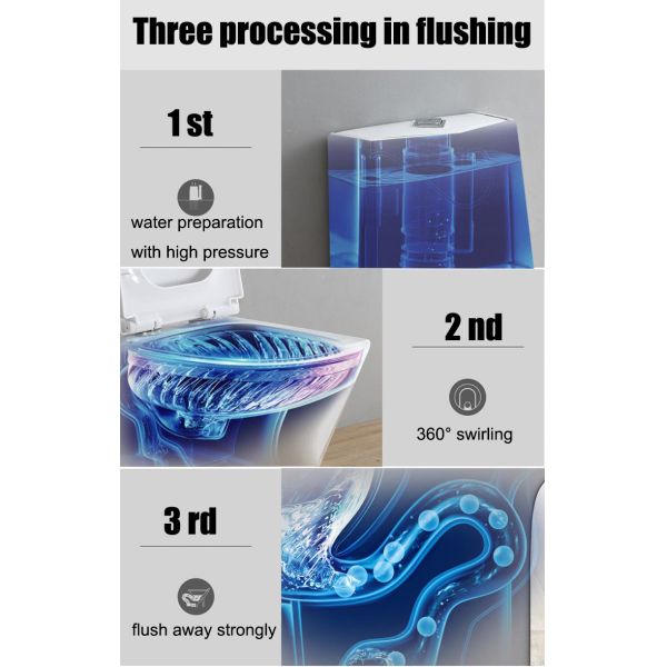 Ceramic One Piece Toilet with P Trap Dual Flush