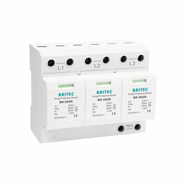 Quality TUV BR-50GR 5kA type 1 surge protection device 3 Phase Spd type 1 Lightning Arrester Transient Voltage Surge Suppression for sale