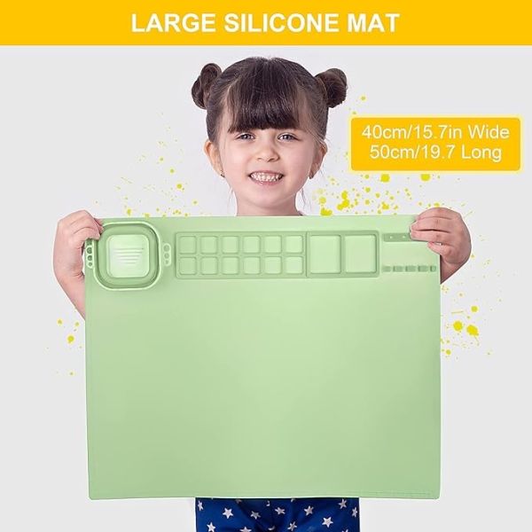 OEM Food Grade Art Painting Tools Silicone Craft Mat With Cup For Kids Student