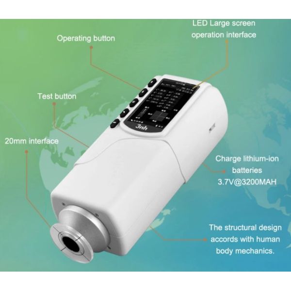 Large Aperture 20mm Handheld Colorimeter , 3nh Universal Chroma Meter NR20XE