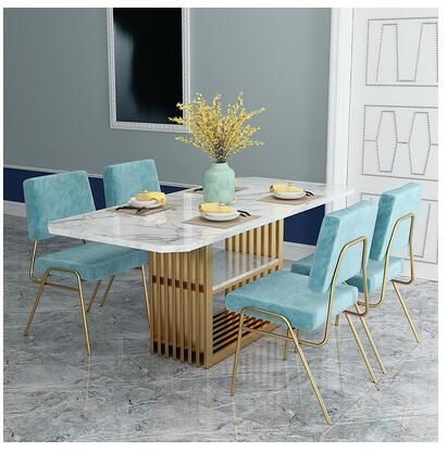 Nordic Marble Top Wedding Banquet Tables Modern Rectangular Dining Tables With Chairs 50X90X75