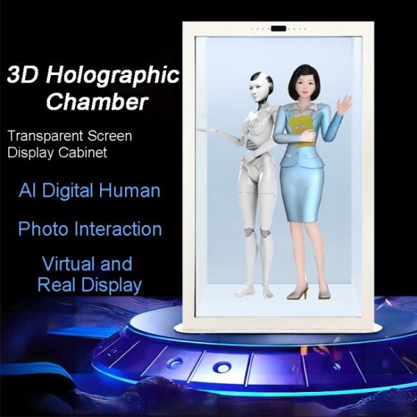 Wholesale 3D Holographic Capsule Transparent Screen Display Cabinet, Supporting Custom AI Portrait Replication Interactive Cabinets