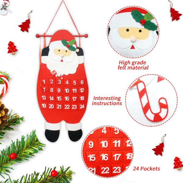 Quality Felt Christmas Santa Advent Calendar With 24 Pockets Wall Hanging Countdown for sale