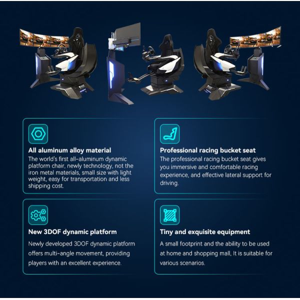 Arcade 3dof Racing Simulator Driving Chair Seat Bracket Pedals Game Machine