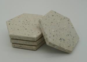 China Hexagonal Terrazzo Coasters Set Diameter 11cm Backside With Rubber Pads wholesale