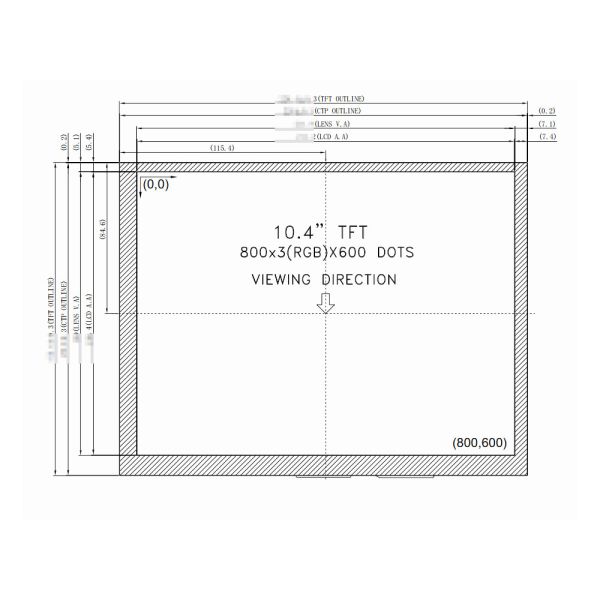 800x600 Resolution LCD Touch Screen 10.4" with I2C Interface for Commercial Applications