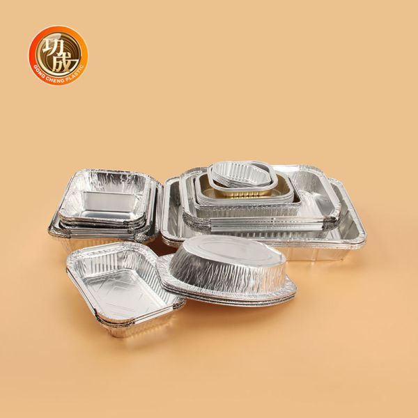 Disposable Rectangle Customize Packing Boxes Airline Meal Aluminum Foil Lunch