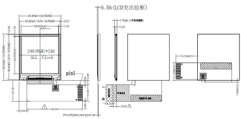 TFT 1.3 Inch Lcd Display 240 x 240 Color LCD Display Square IPS Lcd Display