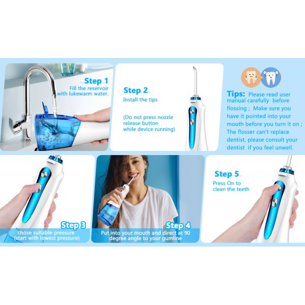 Rechargeable Cordless Water Flosser Hf 9 With 2500mAh Battery