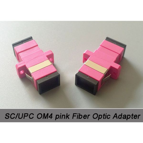 OM4 SC Pink 50μm High precision dimension Fiber Optic Adapter with flange