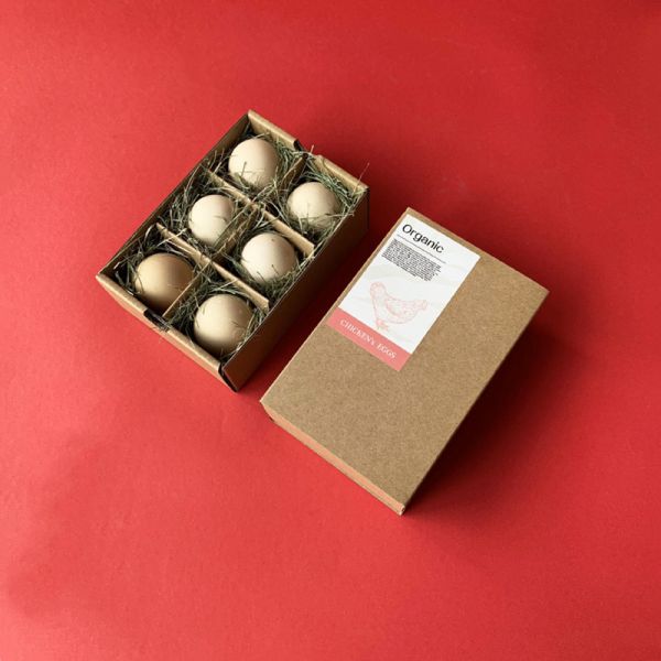 Corrugated Cardboard Egg Packaging For 6 Eggs With Gold Foil Unique Decorative Custom