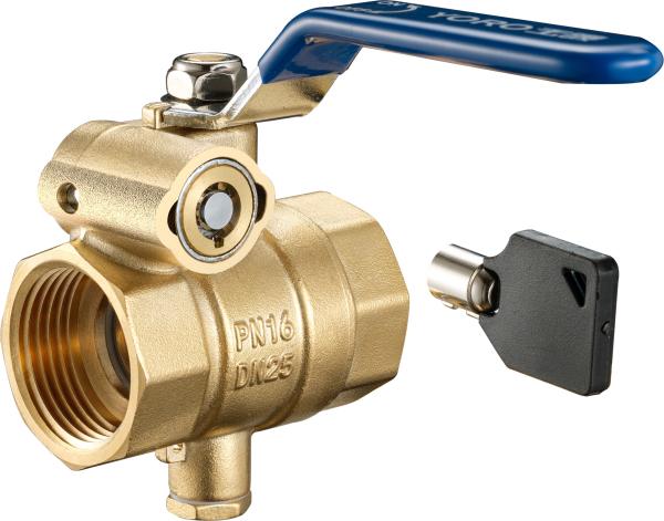 Quality 1702-SC Long Lever FxF Mechanical Key Lock Brass Ball Valve DN20 DN25 DN32 Lock Unit Attachable with Bottom Meter Outlet for sale