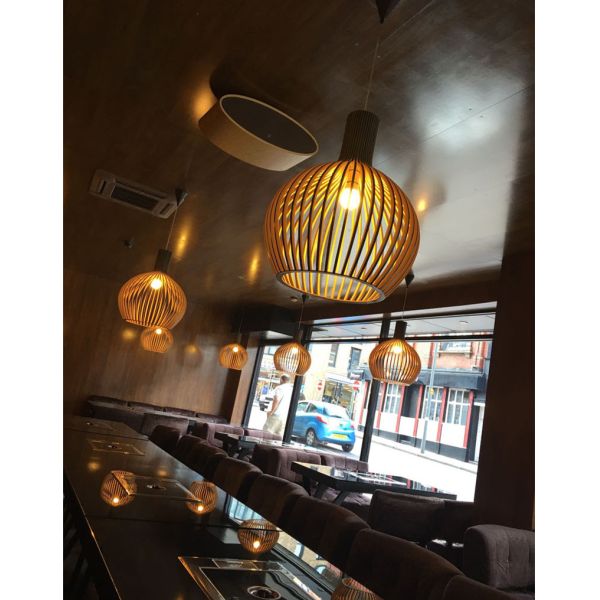 Black White Wood Birdcage Chandelier Octo 4240 Pendant Lamp(WH-WP-40)