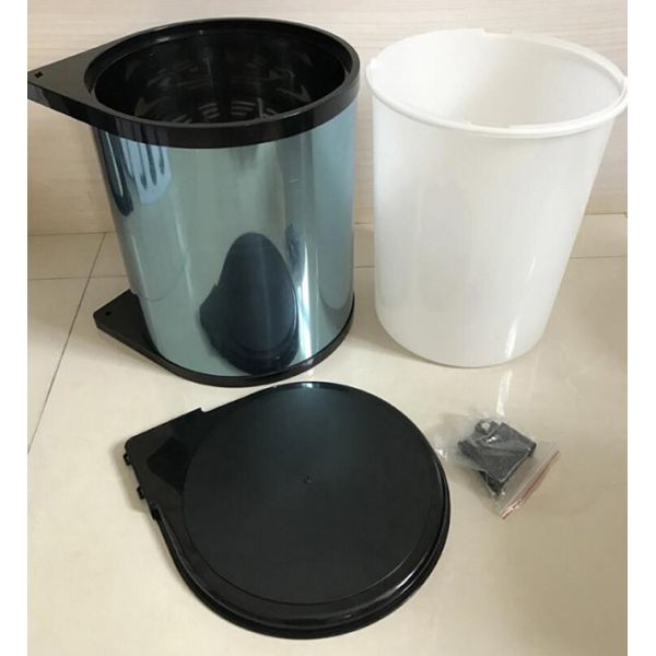 Rotate Metal Garbage Cans Stainless Steel Material Pull Out Type Water Proof