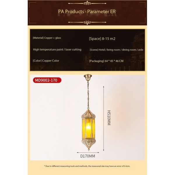 Gold Brass Copper Coloured Pendant Lights For Bedrooms With Switch Control